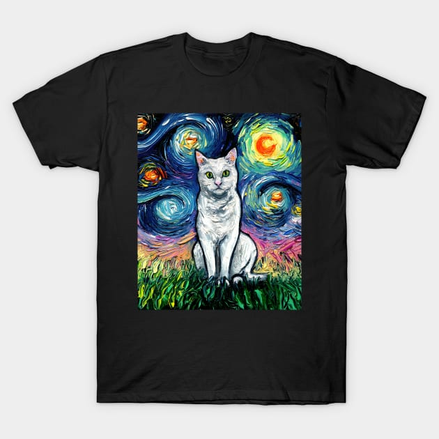 White Cat Night T-Shirt by sagittariusgallery